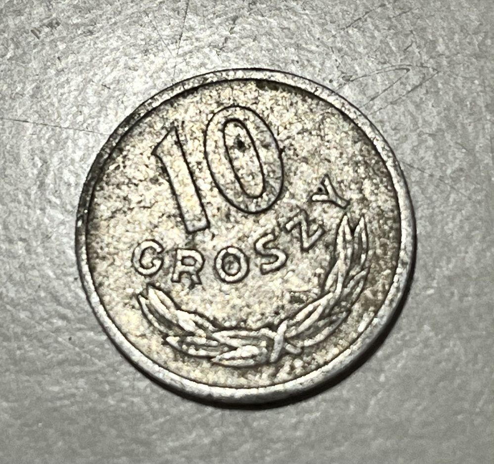 10 groszy z 1965 bez znaku mennicy
