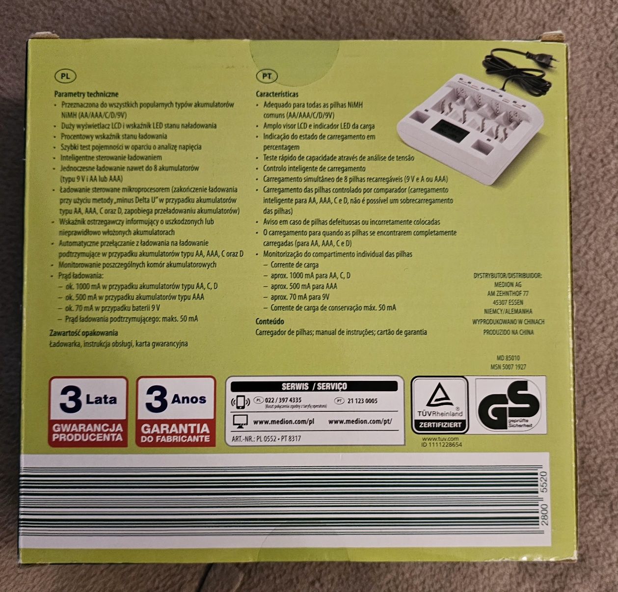 Ładowarka LCD do akumulatorków AAA, AA, C, D, 9V