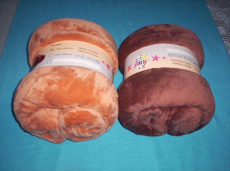 Koc polarowy z polaru brązowy nowy