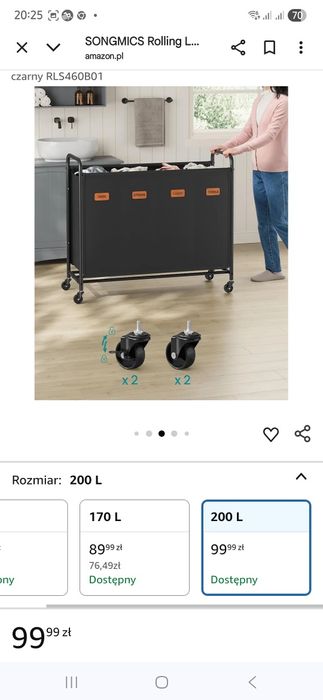 Kosz na pranie na kółkach nowy