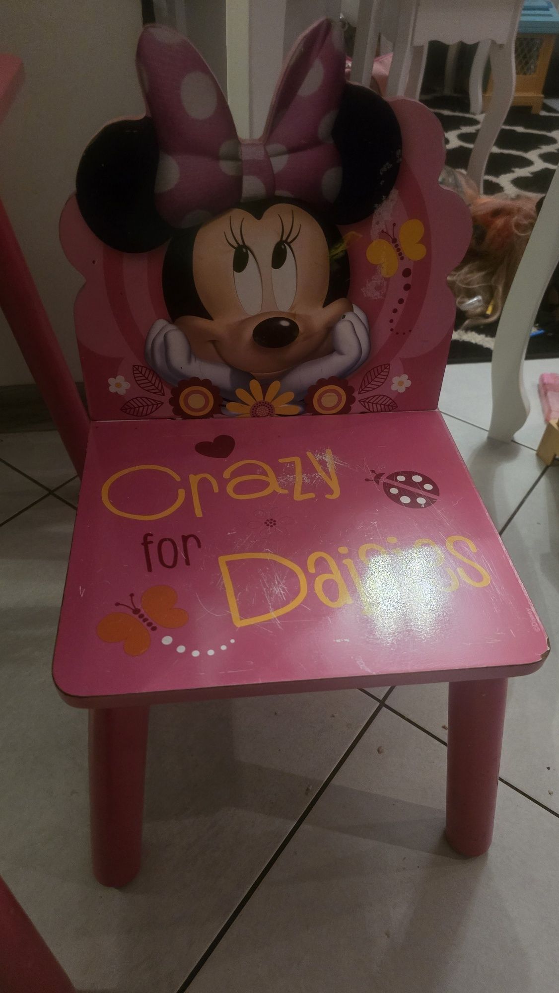 Stolik i dwa krzesełka różowe myszka miki minnie
