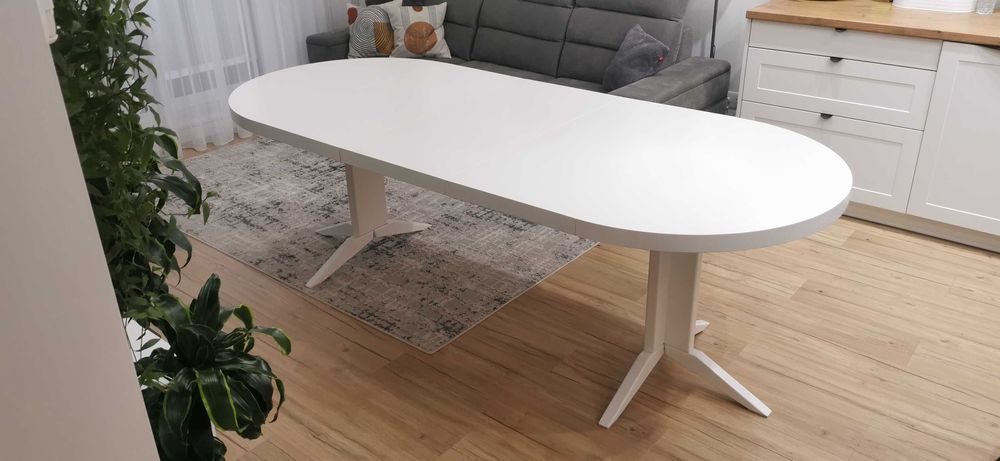 Okrągły biały stół rozkładany VEGAS Meble Pomorskie 100 cm + 3 wkładki