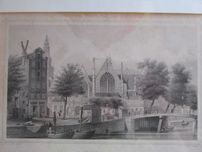 Stary staloryt piękny - Amsterdam de oude kerk - 1840