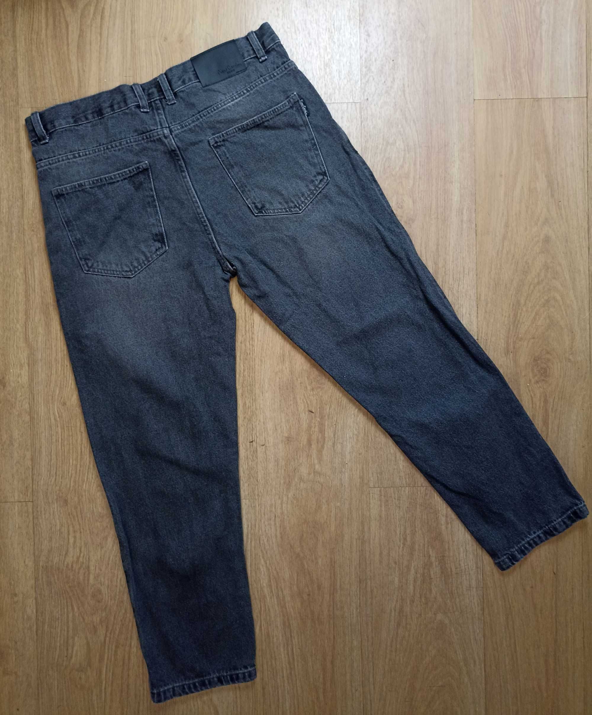Pierre Cardin regular fit szaro czarne spodnie jeansowe 36 L męskie