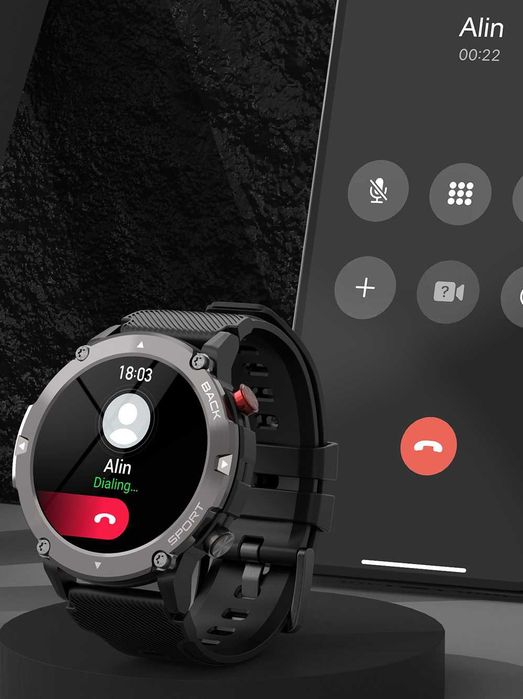 Wojskowy Zegarek Męski Smartwatch Pulsometr Rozmowy PL METALOWY