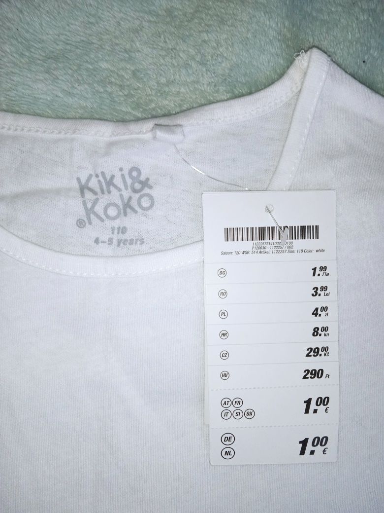 Bluzka bawełniana biała dziecięca 110 t shirt
