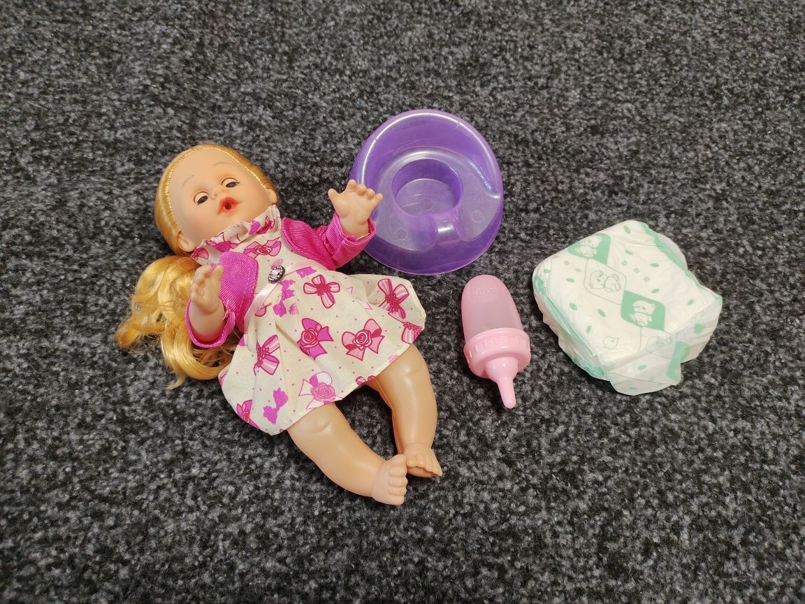 Лялька яка розмовляє + туалет,бутилочка та памперс