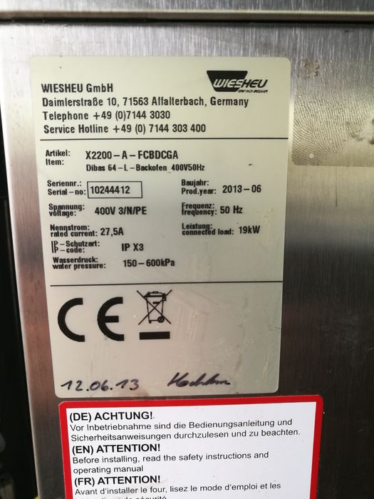 Piec Wiesheu Dibas piekarnia cukiernia kuchnia stan jak nowy