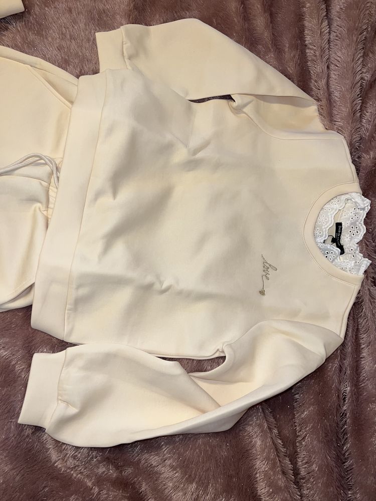 Dres spodnie bluza kremowy S/M