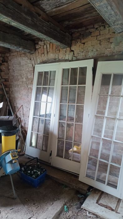 Drzwi drewniane tarasowe ze szprosami