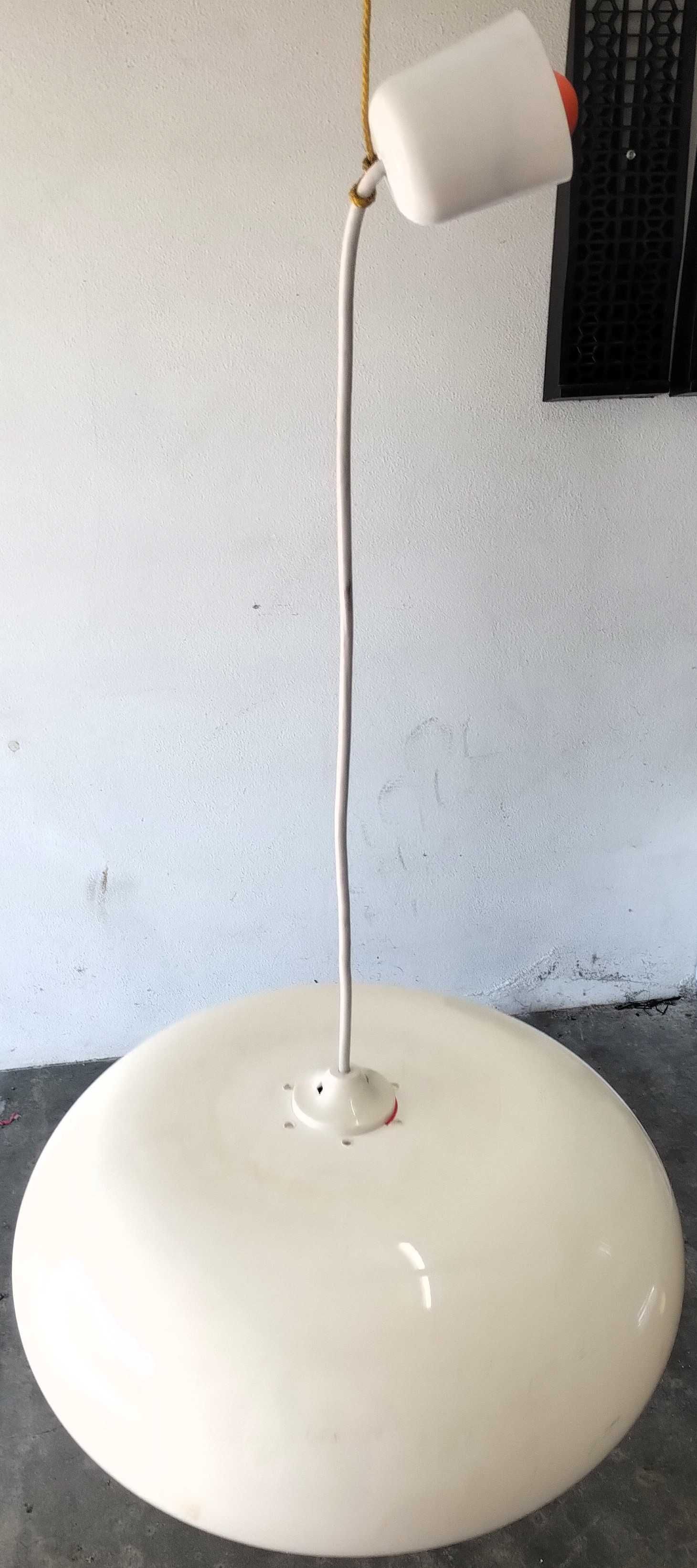 Candeeiro Tecto Antigo Grande Branco Abajour