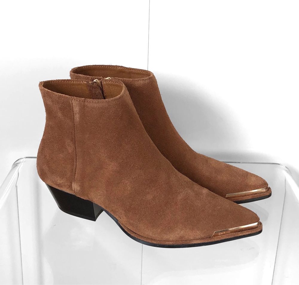 Nowe kowbojki Carinii ankle boots skórzane skóra zamsz 40