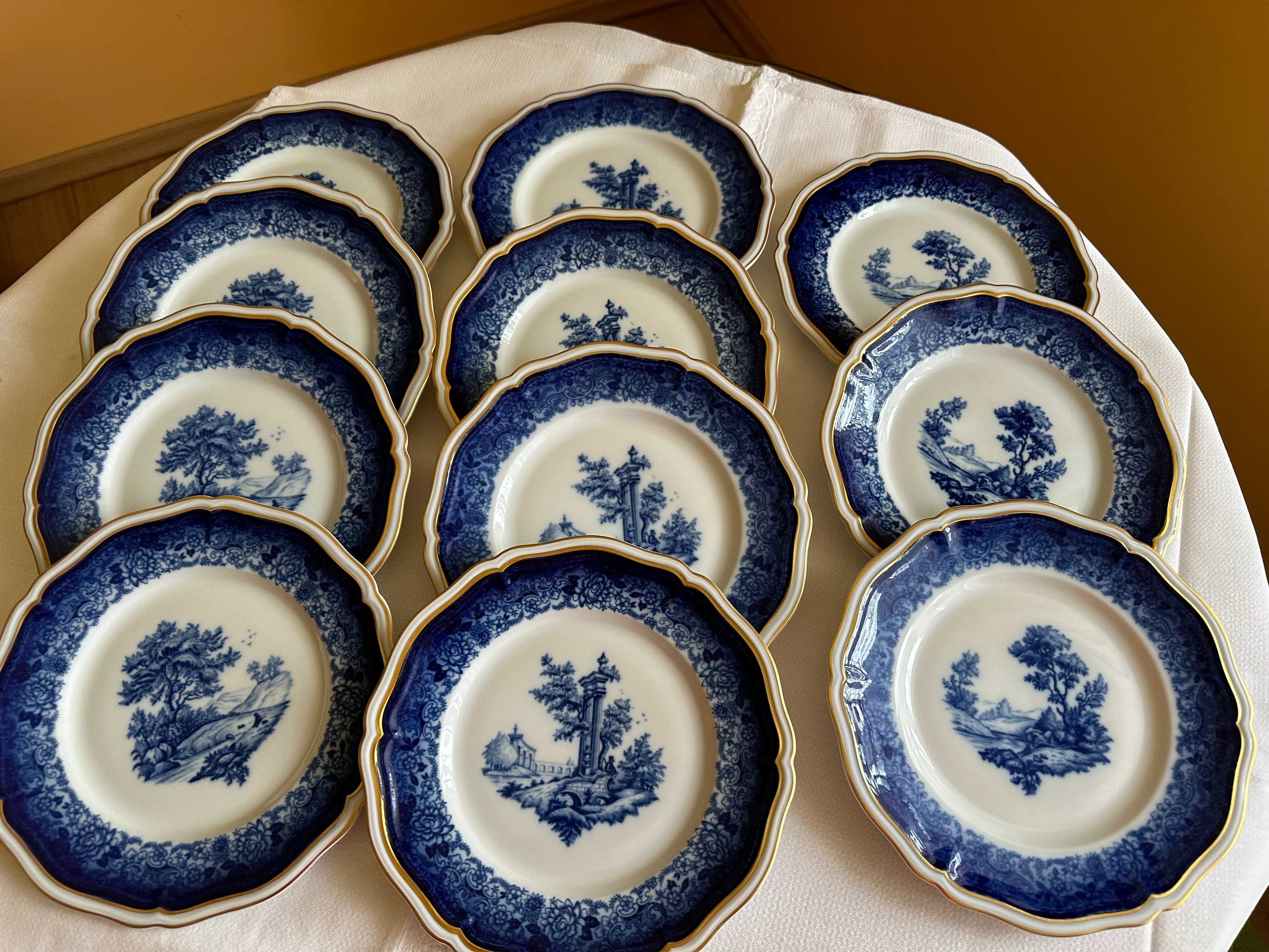 Rosenthal Chippendale kobaltowe talerzyki przystawkowe duże 11 sztuk