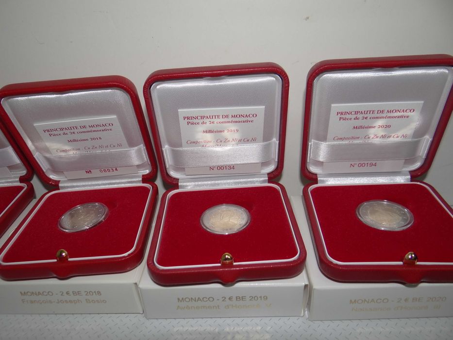 moeda 2€ Monaco 2017 / 2018 / 2019 / 2020 / 2023 Proof