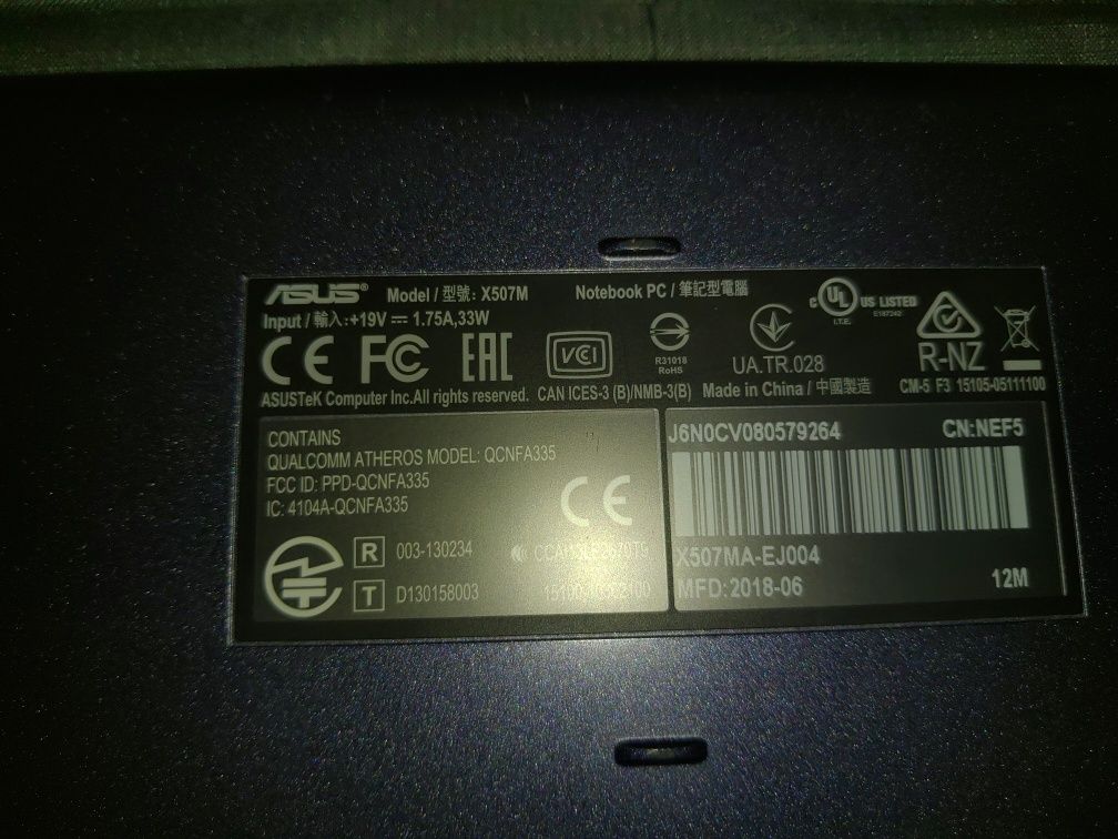 Asus X507M N4000/ram 4/ssd 120