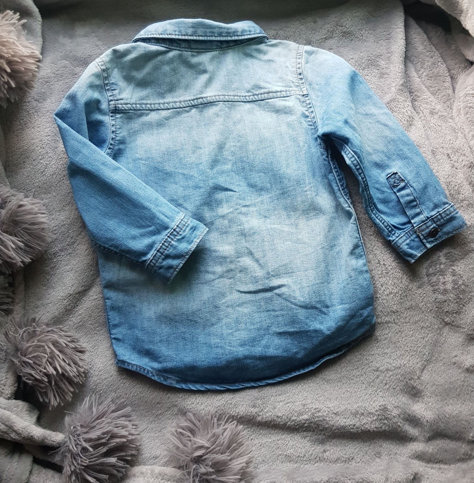 Koszula r.80 błękitna h&m jak jeans modny krój bawełna okazja