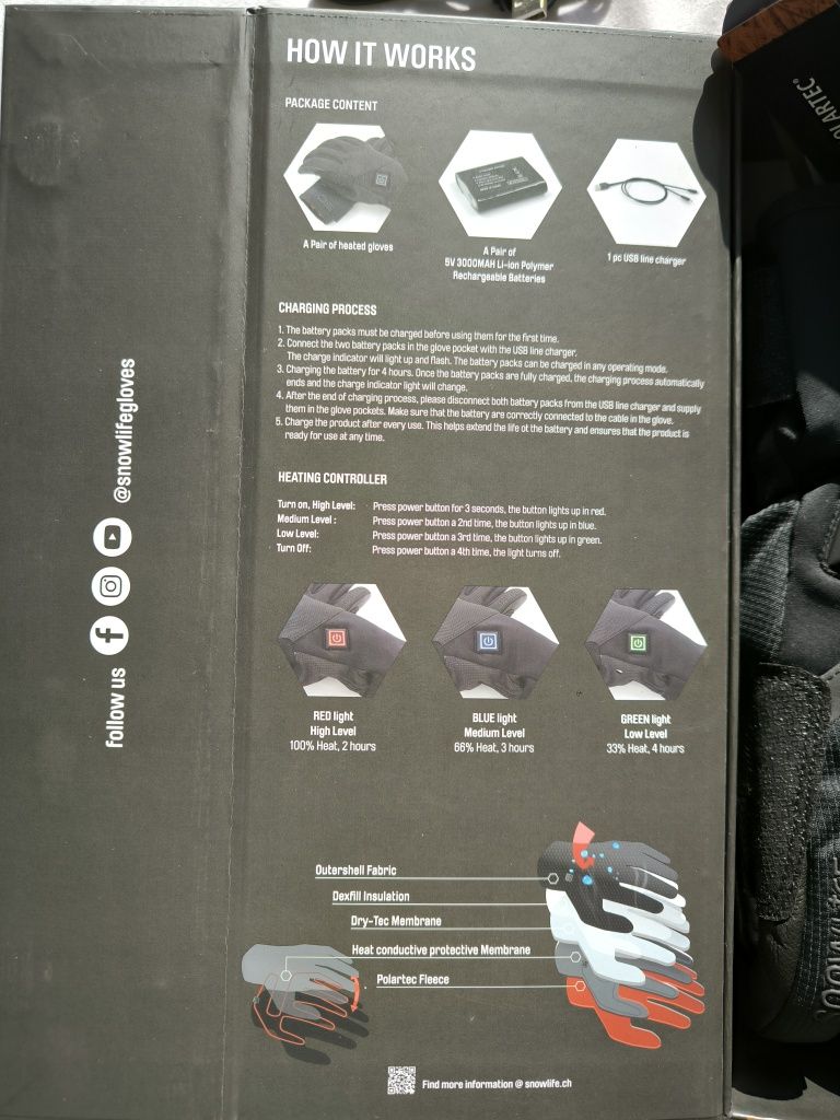 BIOS by snowlife szwajcarskie rękawice podgrzewane na narty / rower
