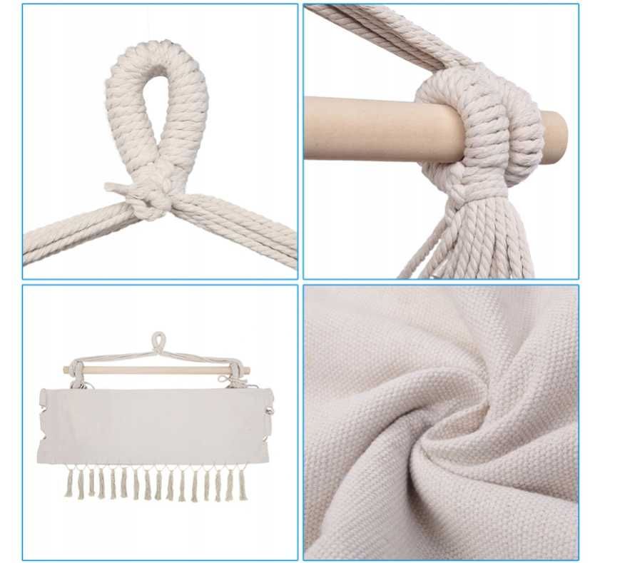Krzesło brazylijskie  100 cm 120 kg Boho beżowe NOWE wiszące
