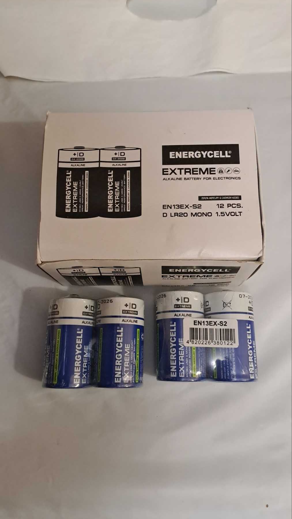 Батарейки ENERGYCELL EXTREME EN13Ex 1,5V LR20 НОВЫЕ до 07.2026