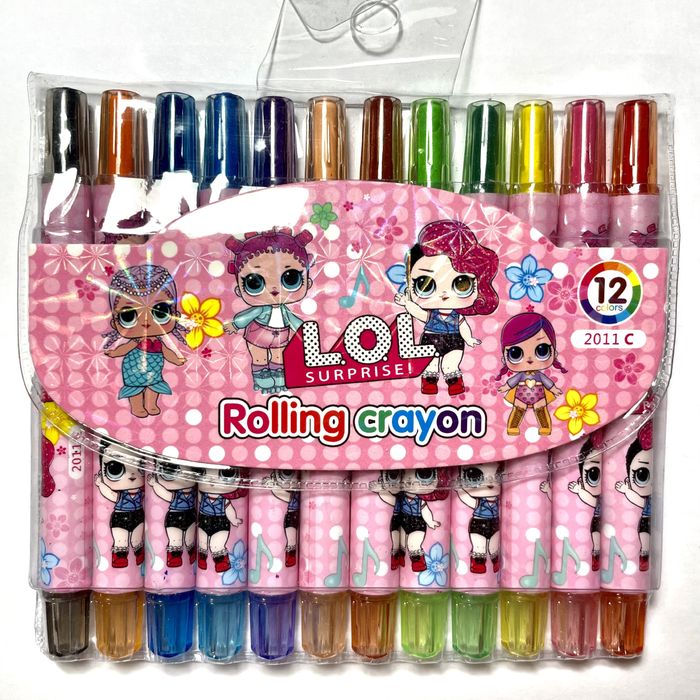 LOL SURPRISE kredki wykręcane rolling crayon 12 kolorów do szkoły