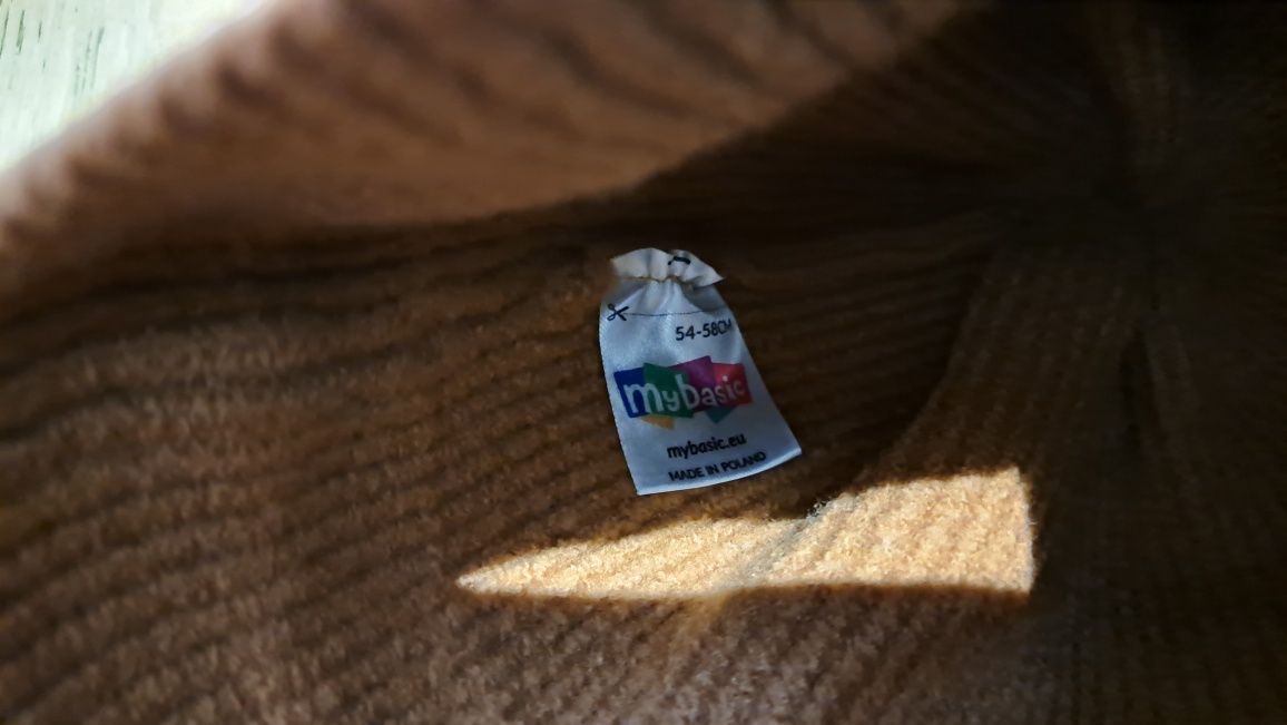 Zestaw czapek+ komin Basic wełna merino