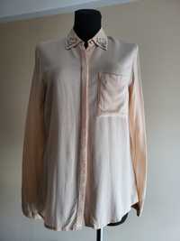 Piękna brzoskwiniowa koszula długi rękaw, reserved 42 cekinki, zdobny