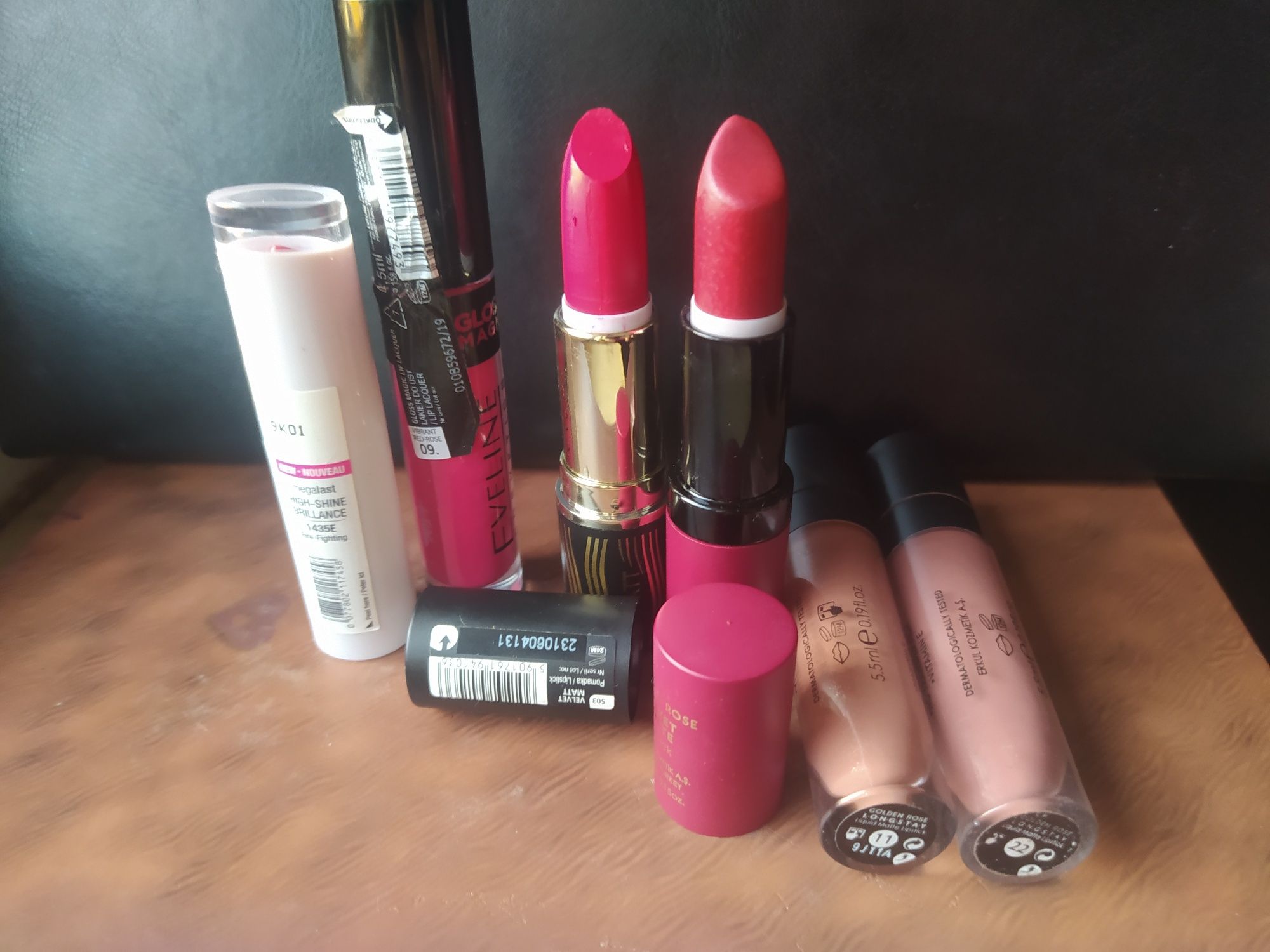 Szminka pomadka błyszczyk mac Revolution eveline golden rose avon