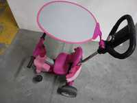 Triciclo Feber cor de rosa com pega e tapa-sol