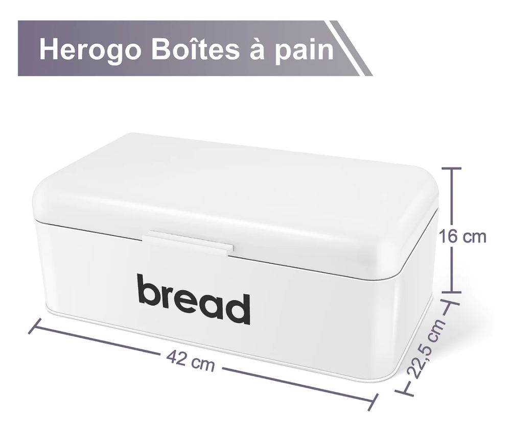 Herogo, biały pojemnik na chleb z pokrywką na zawiasach