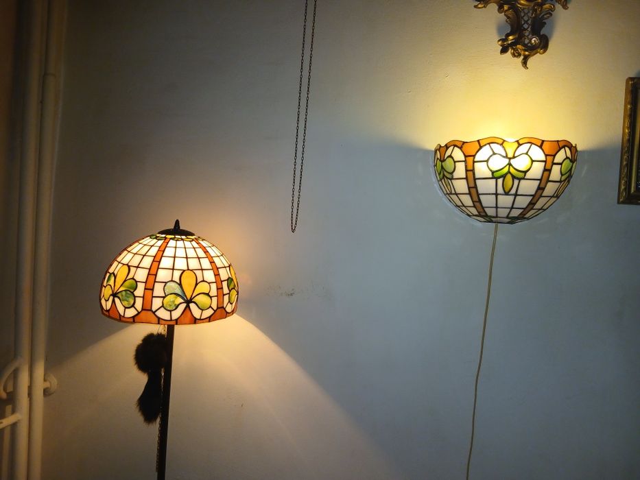 Tiffany Stara lampa podłogowa plus kinkiet