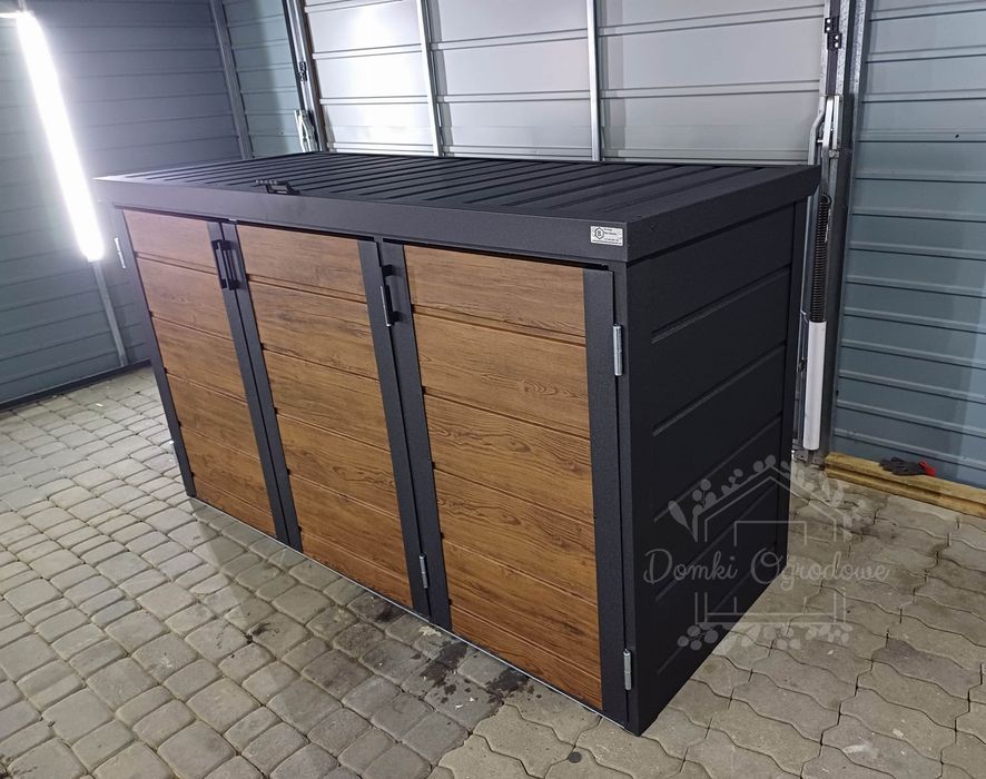 Zabudowa koszy na śmieci wiata 207x80x120 cm 3x240L GP342