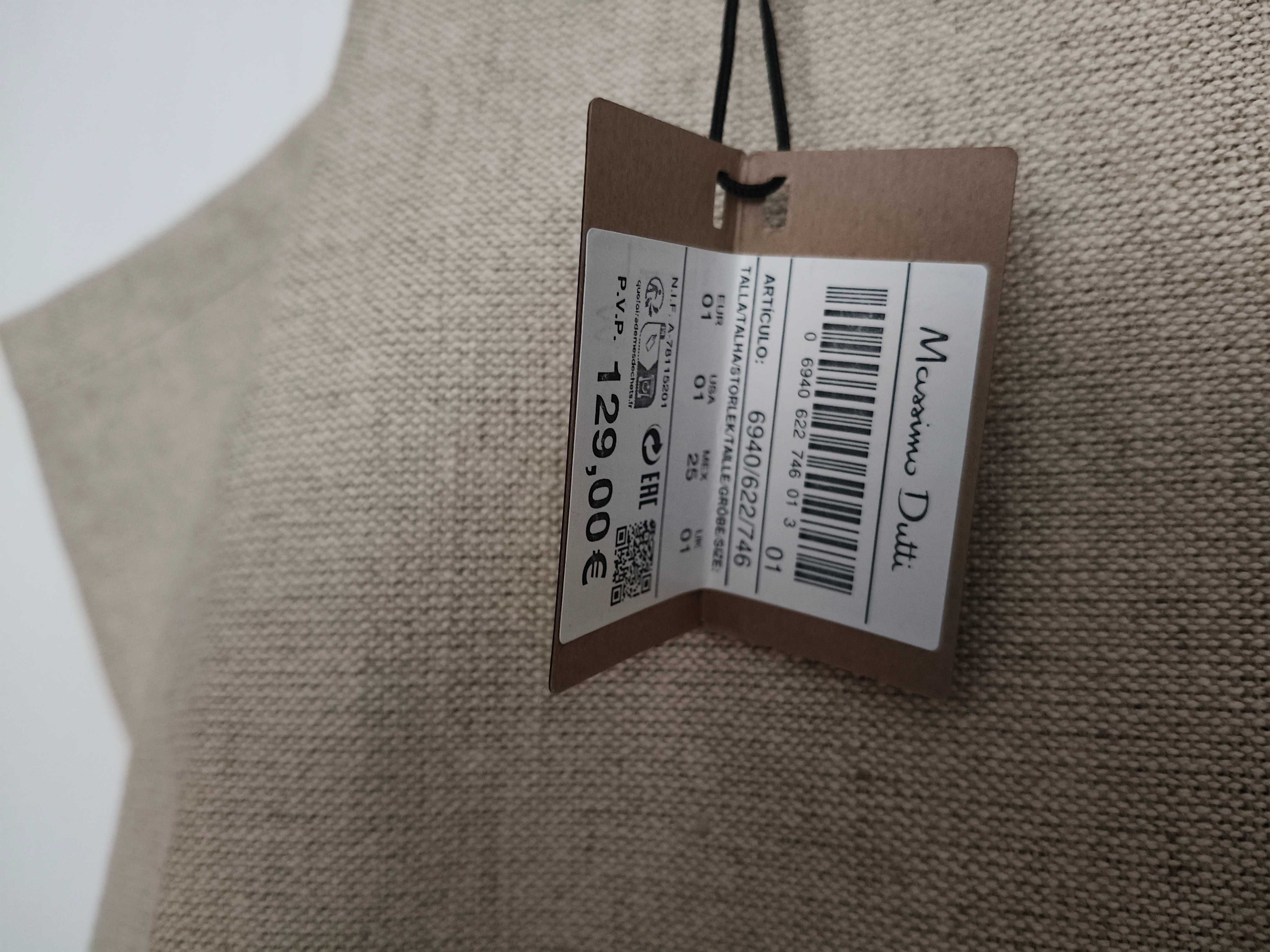 Torba shopper Massimo Dutti nowa duża płótno i skóra
