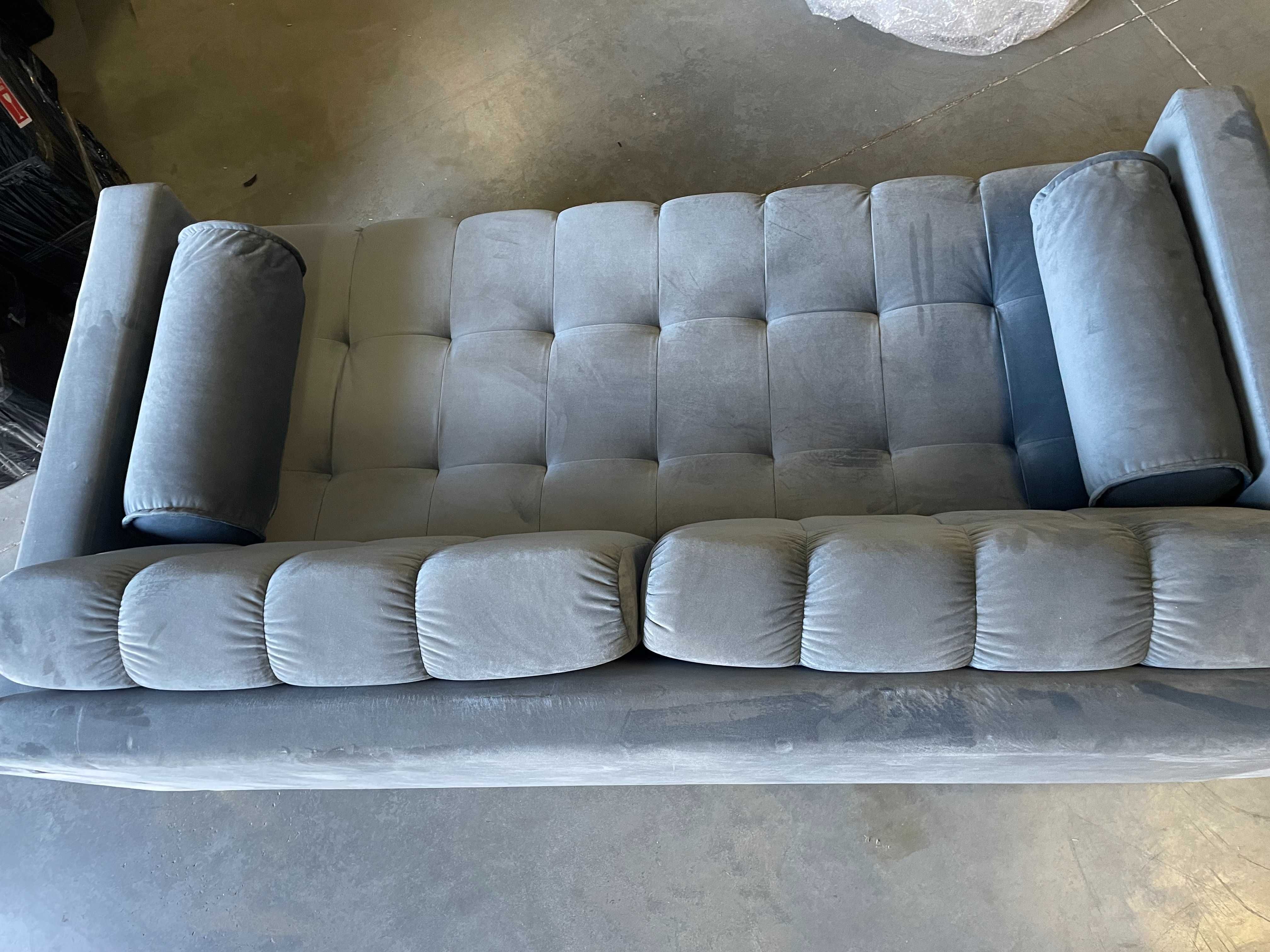 Sofa aksamitna 3-osobowa BALI jasnoniebieski - poekspozycyjna(2)