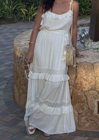 Vestido branco longo de renda Joiola (novo, original do Brasil)