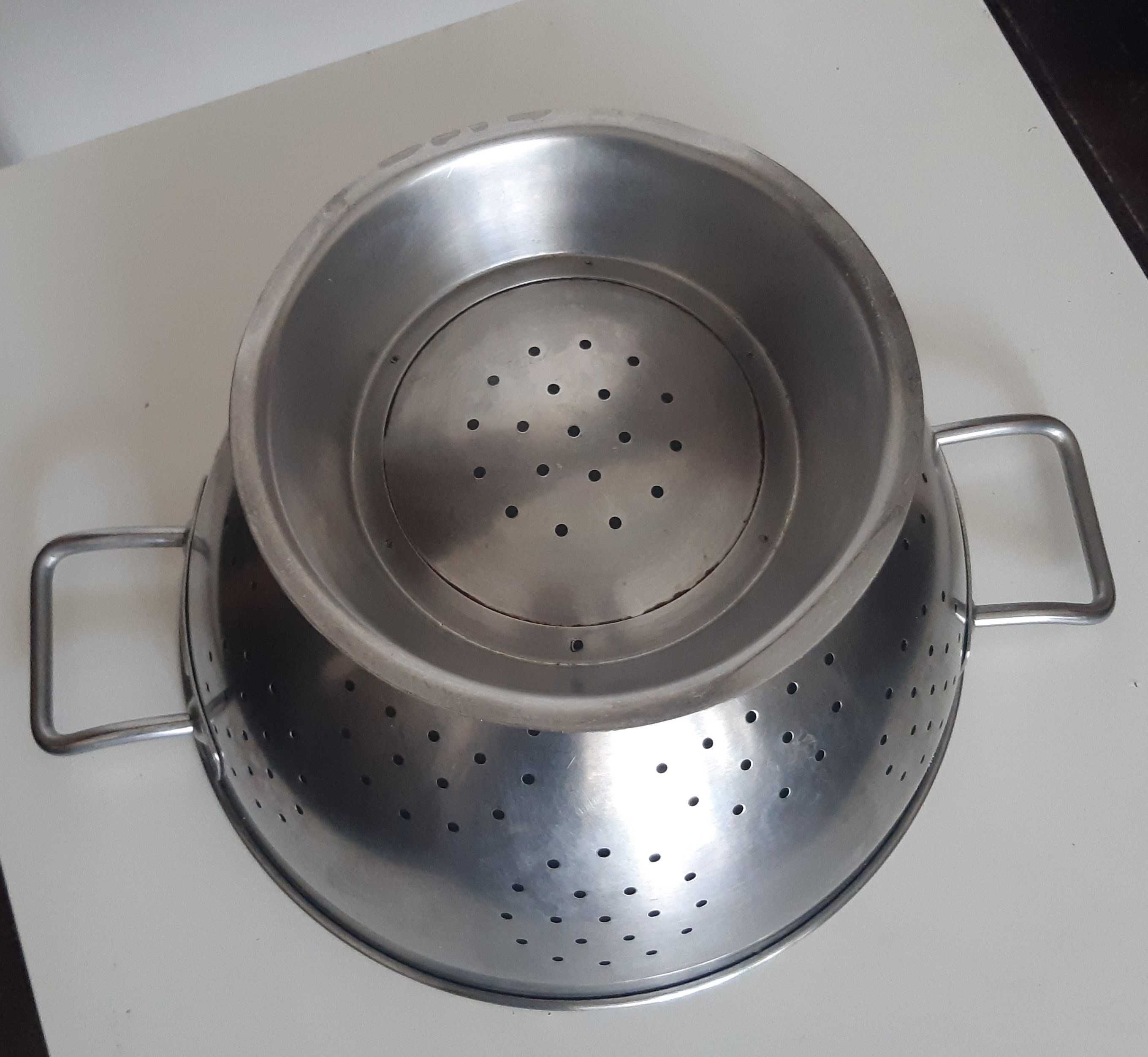 Grande Escoador Escorredor 33cm c/ Asas Aço Inox 18/10