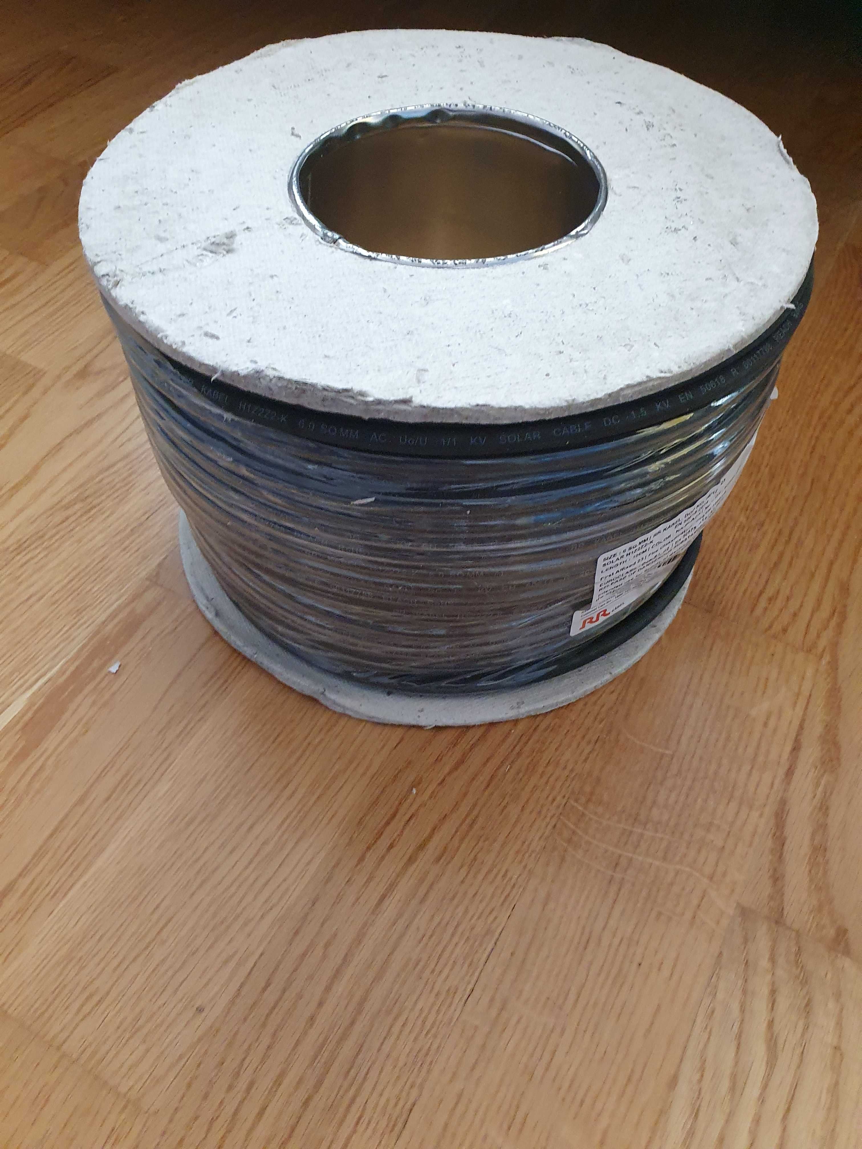 Przewód do solarów 1x6mm H1Z2Z2-K czarny 100 metrów