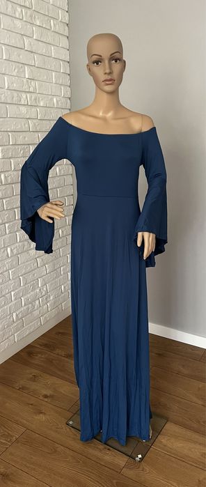 Suknia do sesji ciążowej jersey morska niebieska S M L plus size