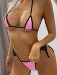 Brazylijskie bikini micro różowe paseczki sexy