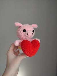 М'яка іграшка валентинка, свинка з серденьком