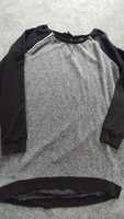 Sweter bluza z ozdobnymi zamkami Dłuższy tył szaro czarna L XL XxL