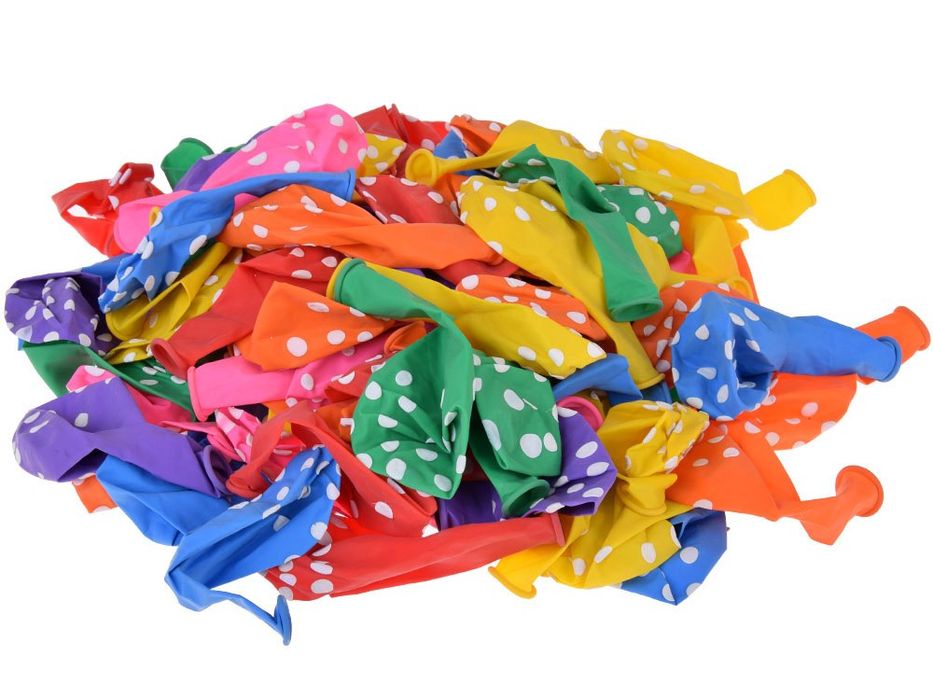 Kolorowe Balony w białe kropki zestaw 100 sztuk ZA5568
