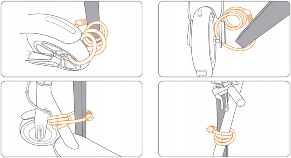 Blokada rowerowa 8x1000 na szyfr zamek linka