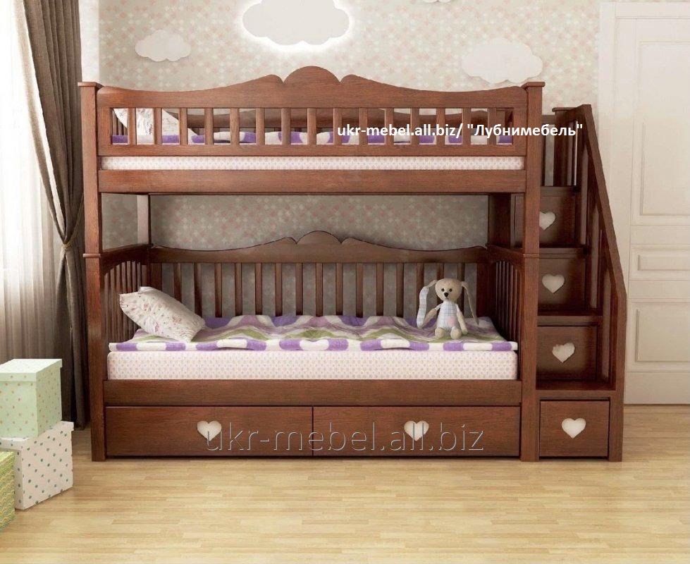 Двоярусне дерев'яне ліжко Єва, кровать двухъярусная деревянная