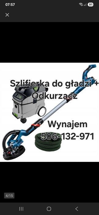 Wynajem Szlifierka do gładzi/ gipsu "Żyrafa"+ Odkurzacz Festool CTM 36