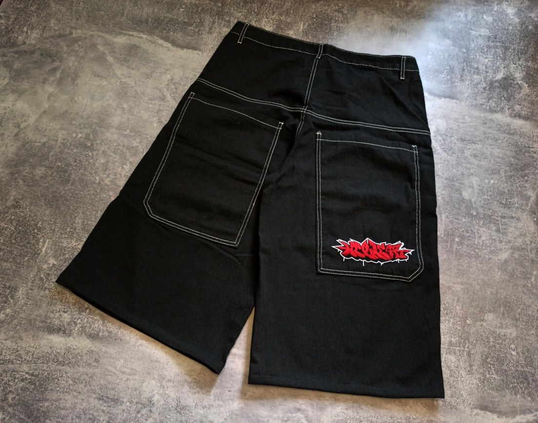 Широкие реп шорты Jnco style baggy sk8 y2k с рисунками вышивкой ск8