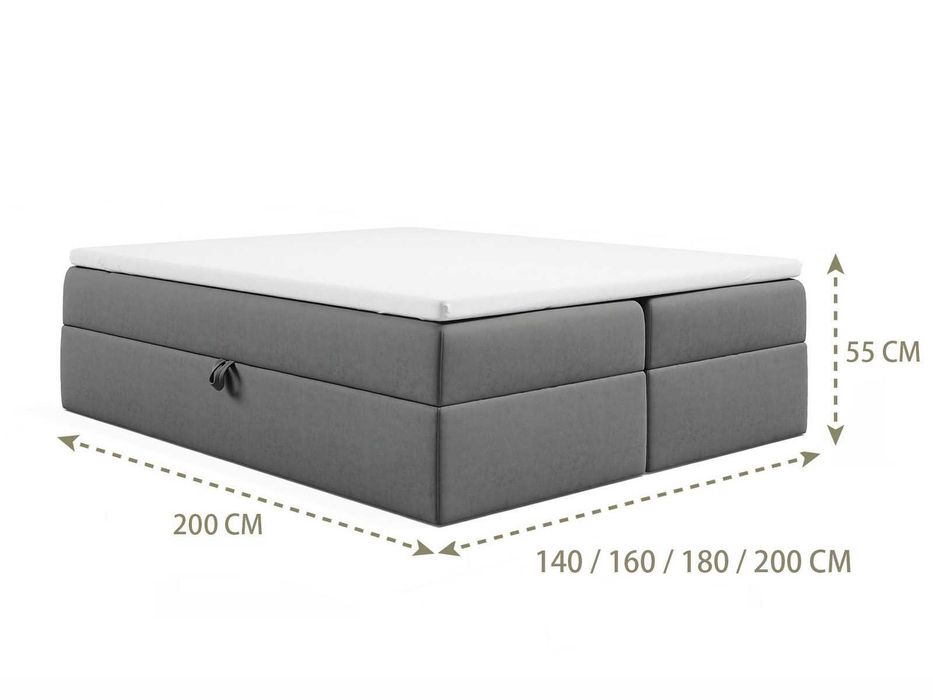 Łóżko KONTYNENTALNE bez wezgłowia 140x200 160x200 180x200 200x200