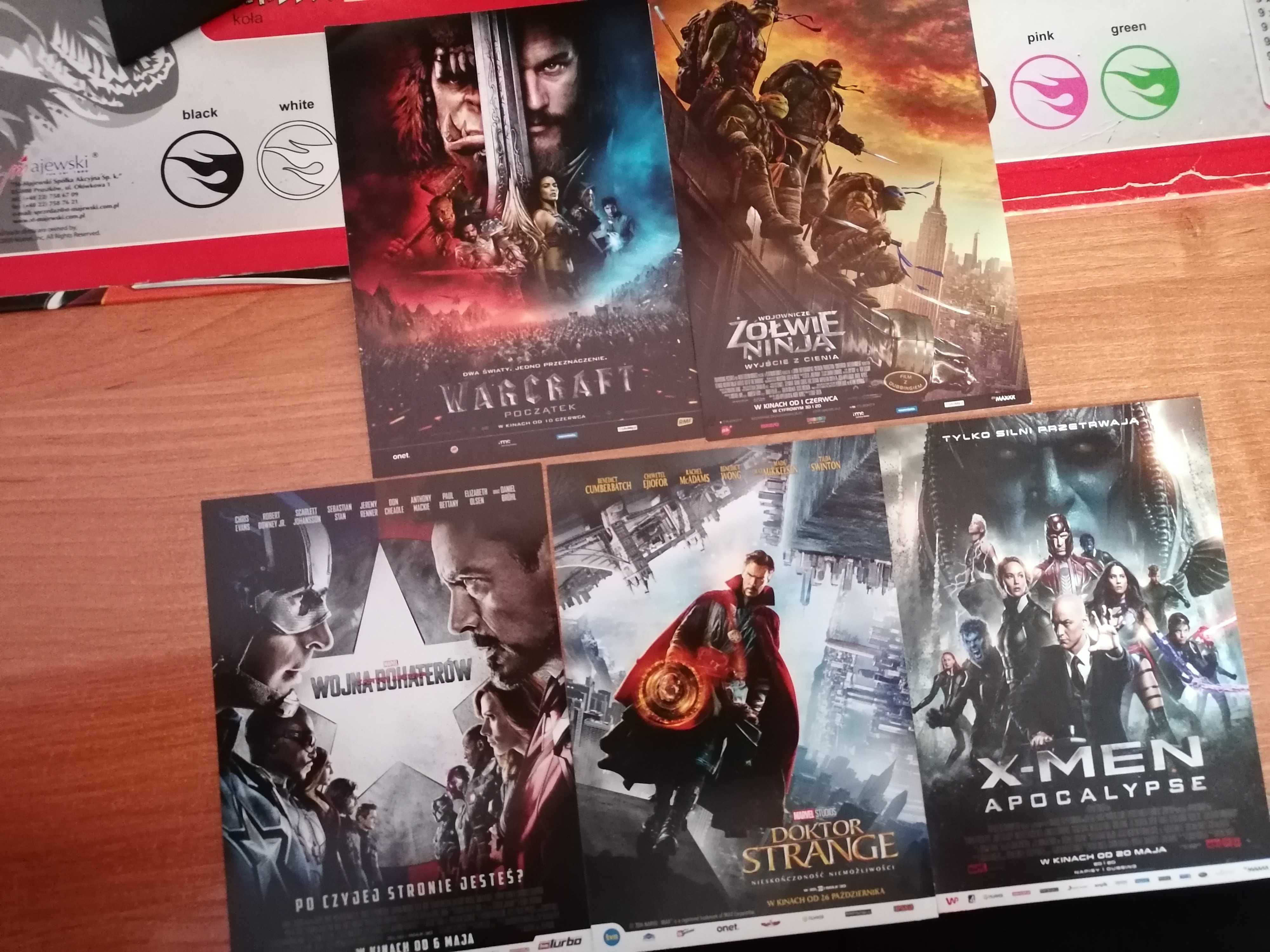 Ulotki kino Doktor Strange,Kapitan Ameryka,X-men,Warcraft,Żółwie Ninja