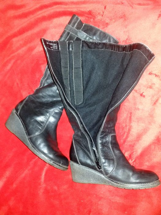 Шкіряні зимові чоботи 40 р. Єврозима. Нат. шкіра. Танкетка. Сапоги