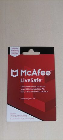 McAfee LiveSafe subskrybcja na rok ochrony komputera klucz Krk