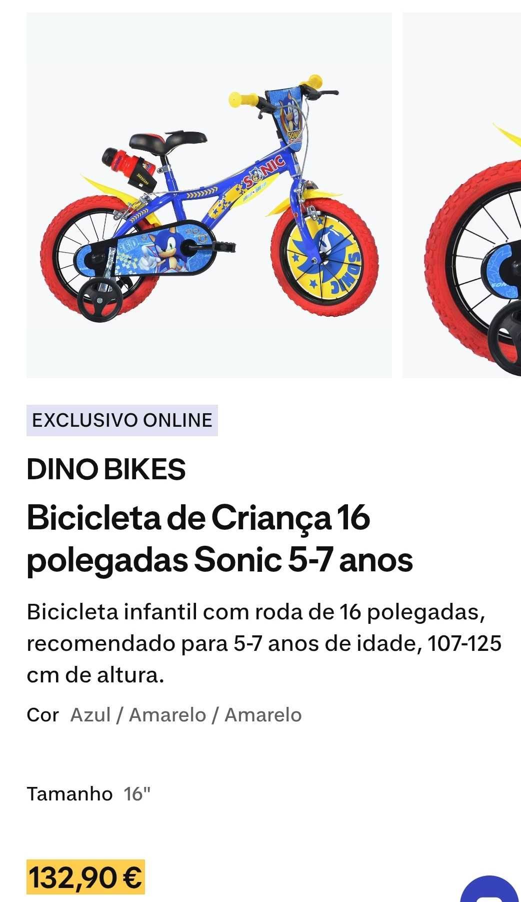 Bicicleta de Criança Sonic (5-7 anos)